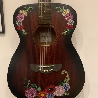 Floral Custom Rhinestone Guitar
