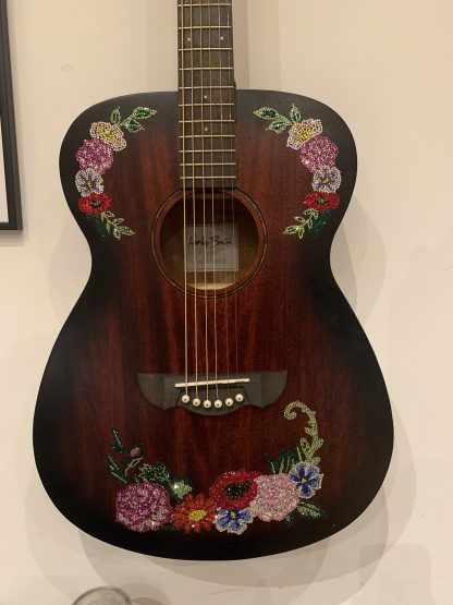 Floral Custom Rhinestone Guitar