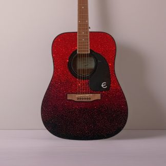 Red Ombre Custom Rhinestone Epiphone Guitar