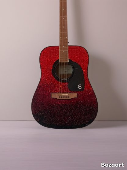 Red Ombre Custom Rhinestone Epiphone Guitar
