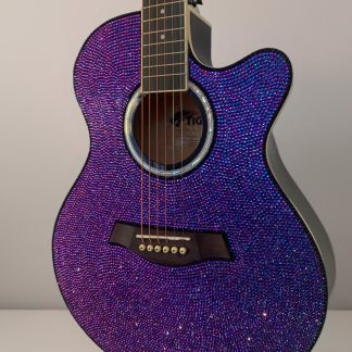 Purple Velvet Custom Rhinestone Tiger Guitar