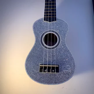 White Custom Rhinestone Tiger Ukulele